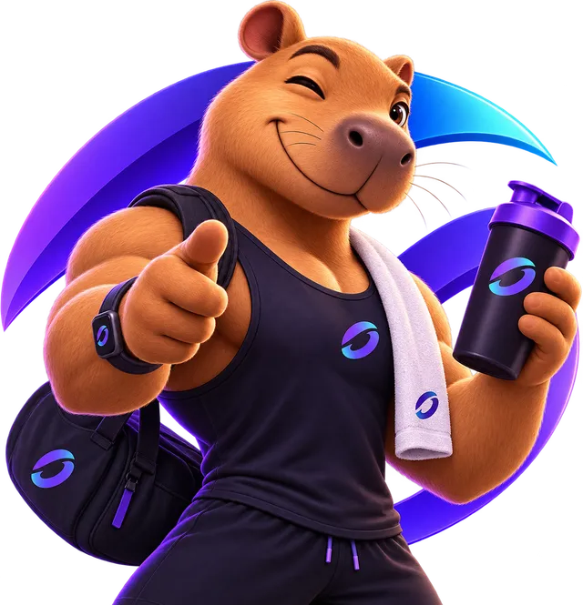 Kadu pointing at you, with a gym bag and shaker